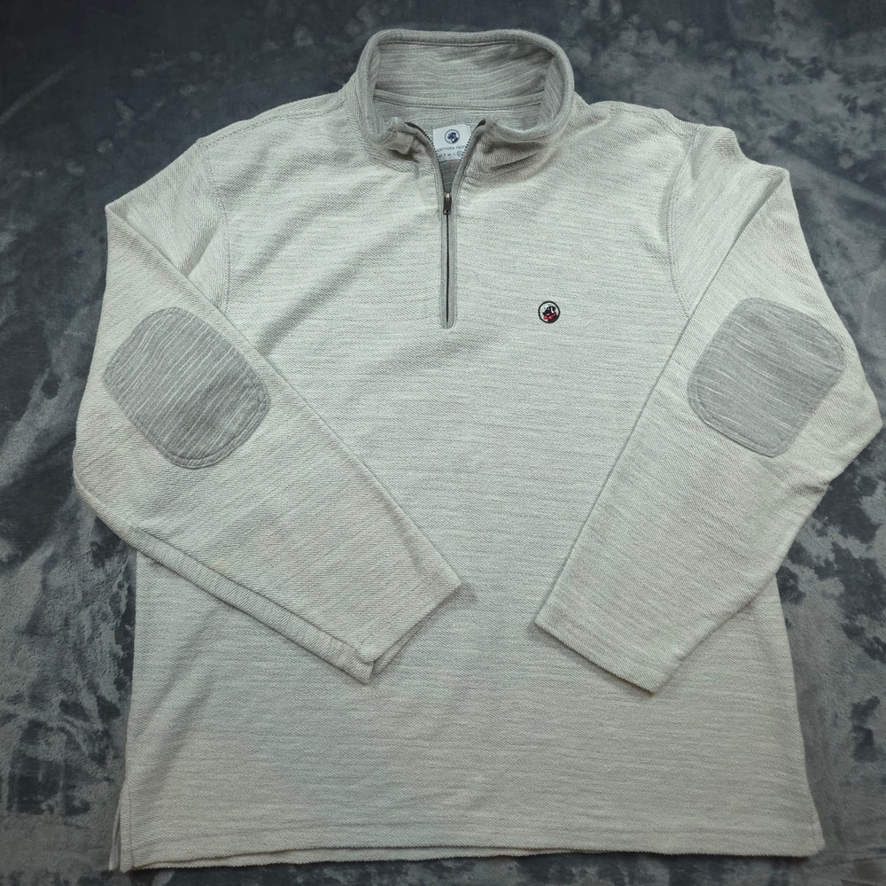 Southern Proper Mens XL Quarter Zip Pullover Gray Elbow Patches Logo Sweatshirt